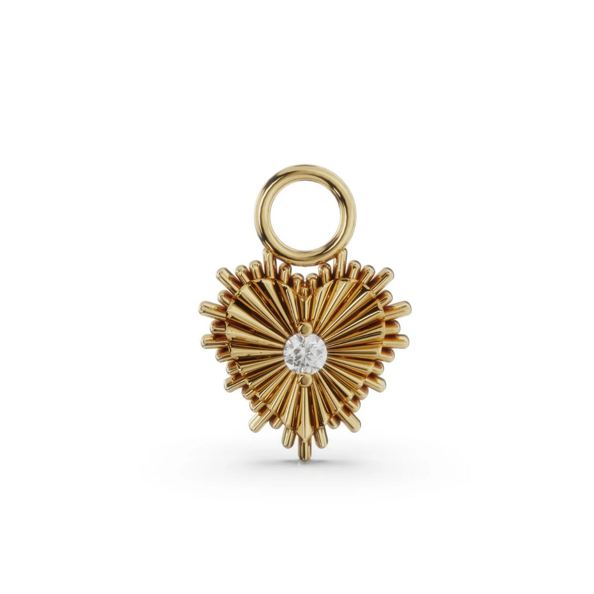 Art Deco heart charm in 9ct yellow gold with diamond detail