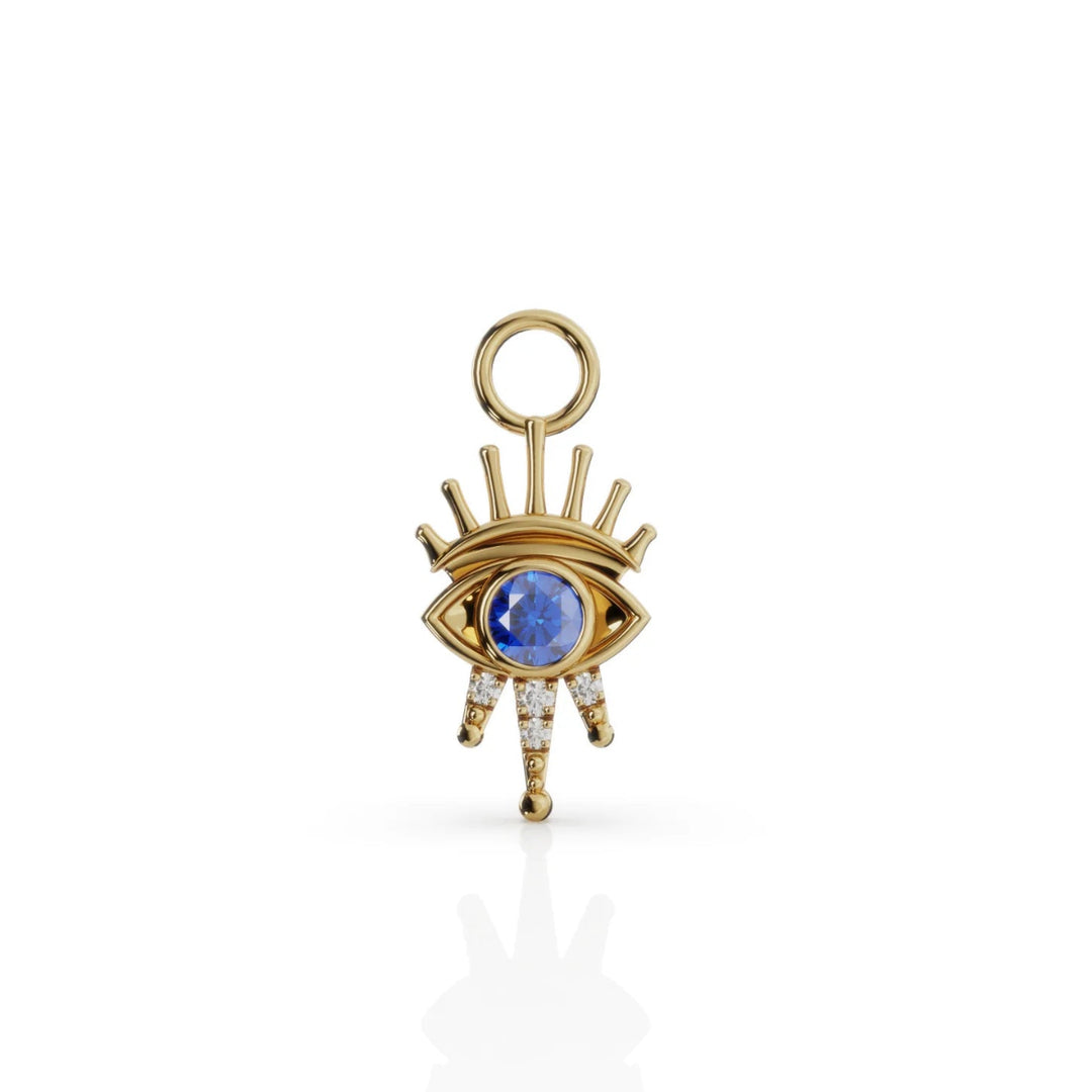 Evil eye charm in 9ct yellow gold with diamond accent