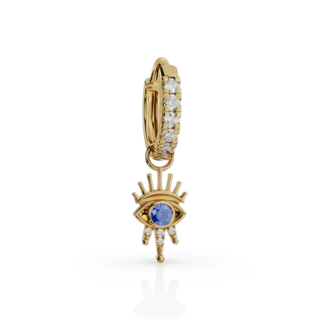 Evil eye charm close-up showing diamond detail