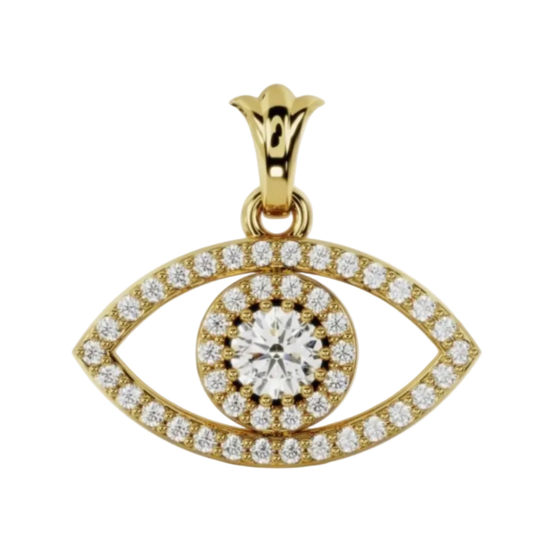 Jess evil eye pendant in 9ct gold with lab diamonds