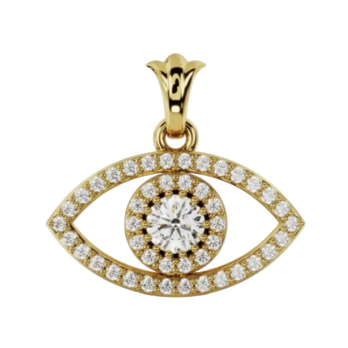Jess evil eye pendant in 9ct gold with lab diamonds