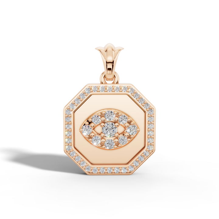 Ayin evil eye pendant in 9ct rose gold with lab diamonds
