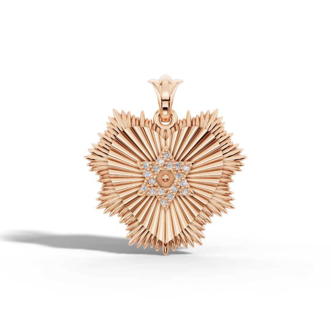 Lev heart pendant in 9ct rose gold with lab diamonds