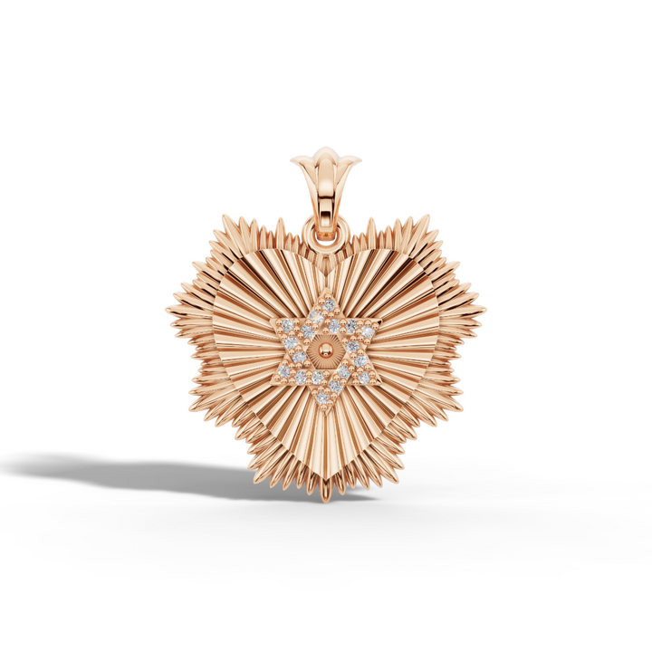 Lev heart pendant in 9ct rose gold with lab diamonds