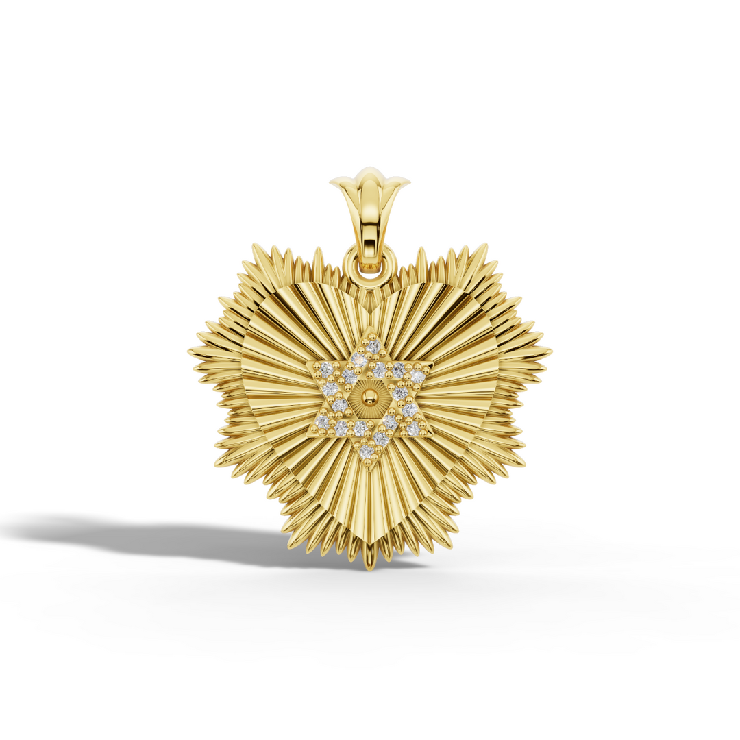 Lev heart pendant in 9ct yellow gold with white lab diamonds