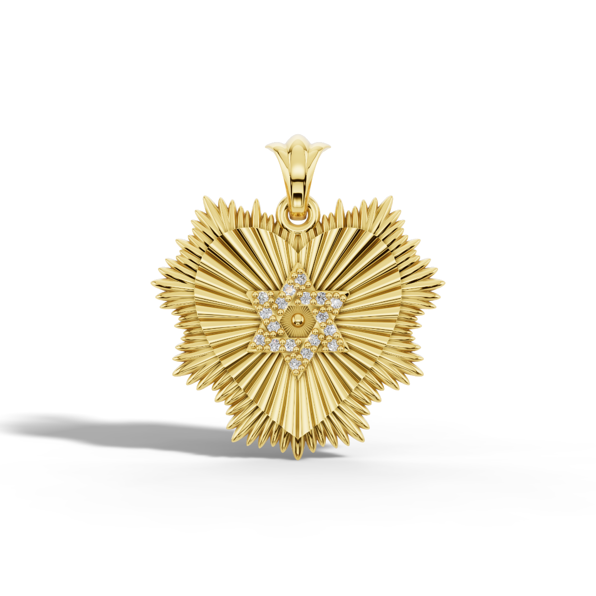 Lev heart pendant in 9ct yellow gold with white lab diamonds