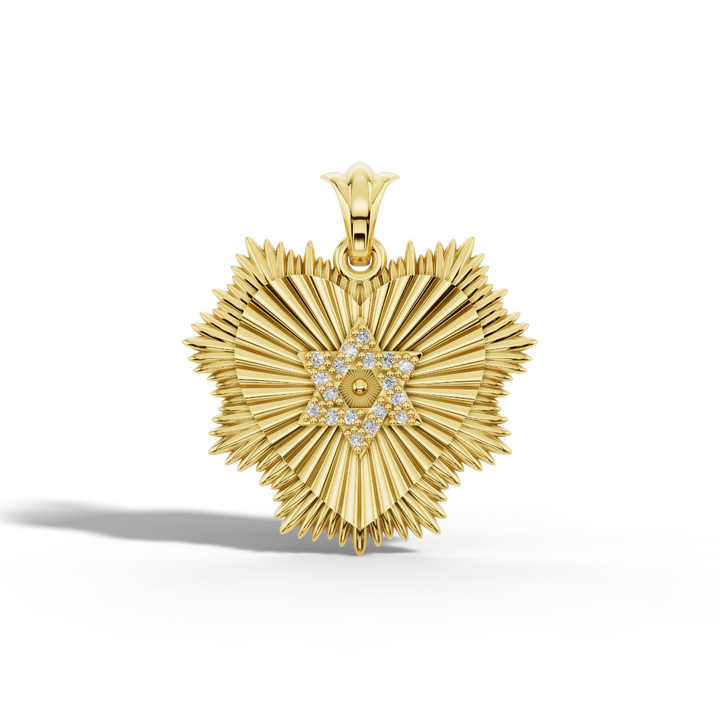 Lev heart pendant in 9ct yellow gold with white lab diamonds