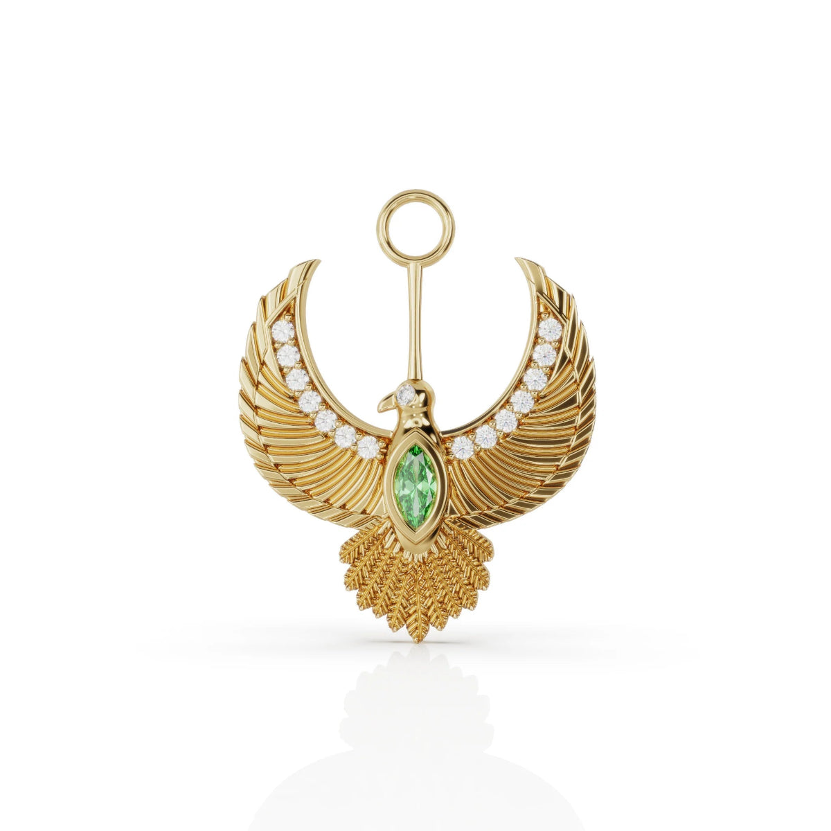 Phoenix charm in 9ct yellow gold with diamond detail
