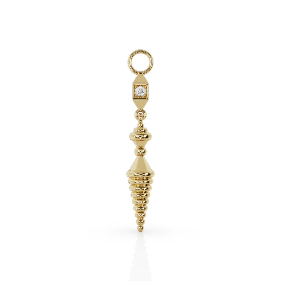 Short diamond spiral charm in 9ct yellow gold