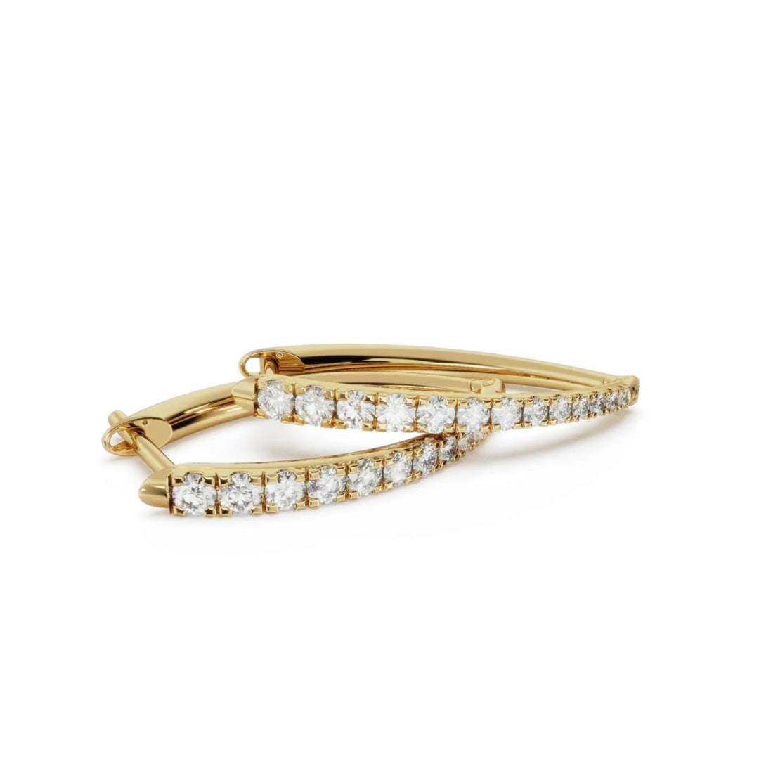 V shape diamond hoop earrings in 9ct yellow gold