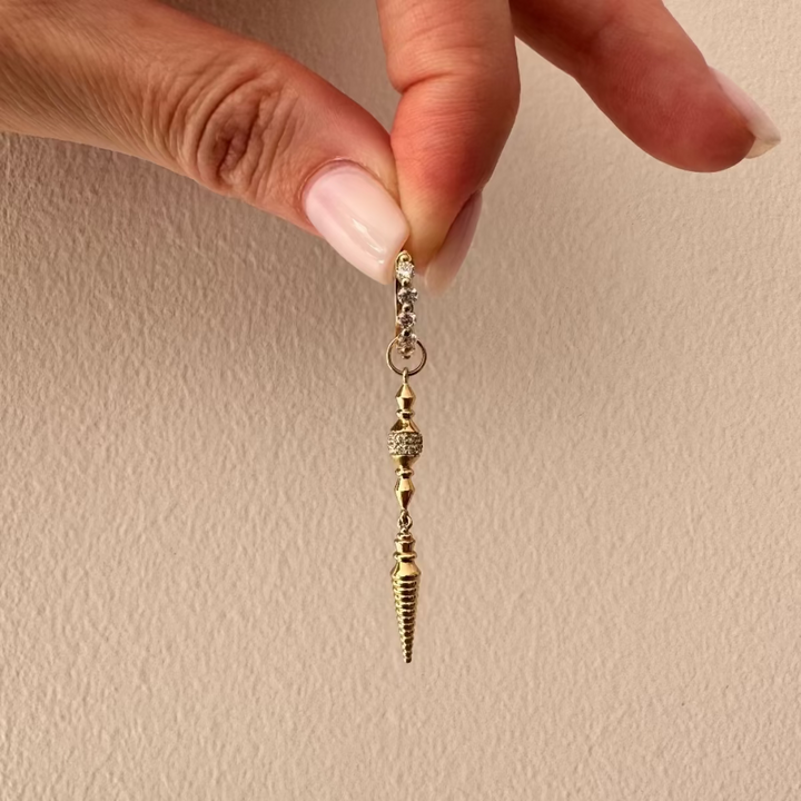Long diamond spiral charm in 9ct yellow gold