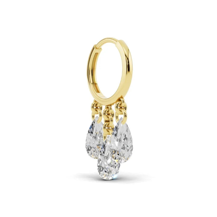 Floating diamond tassel huggie earrings in 9ct gold