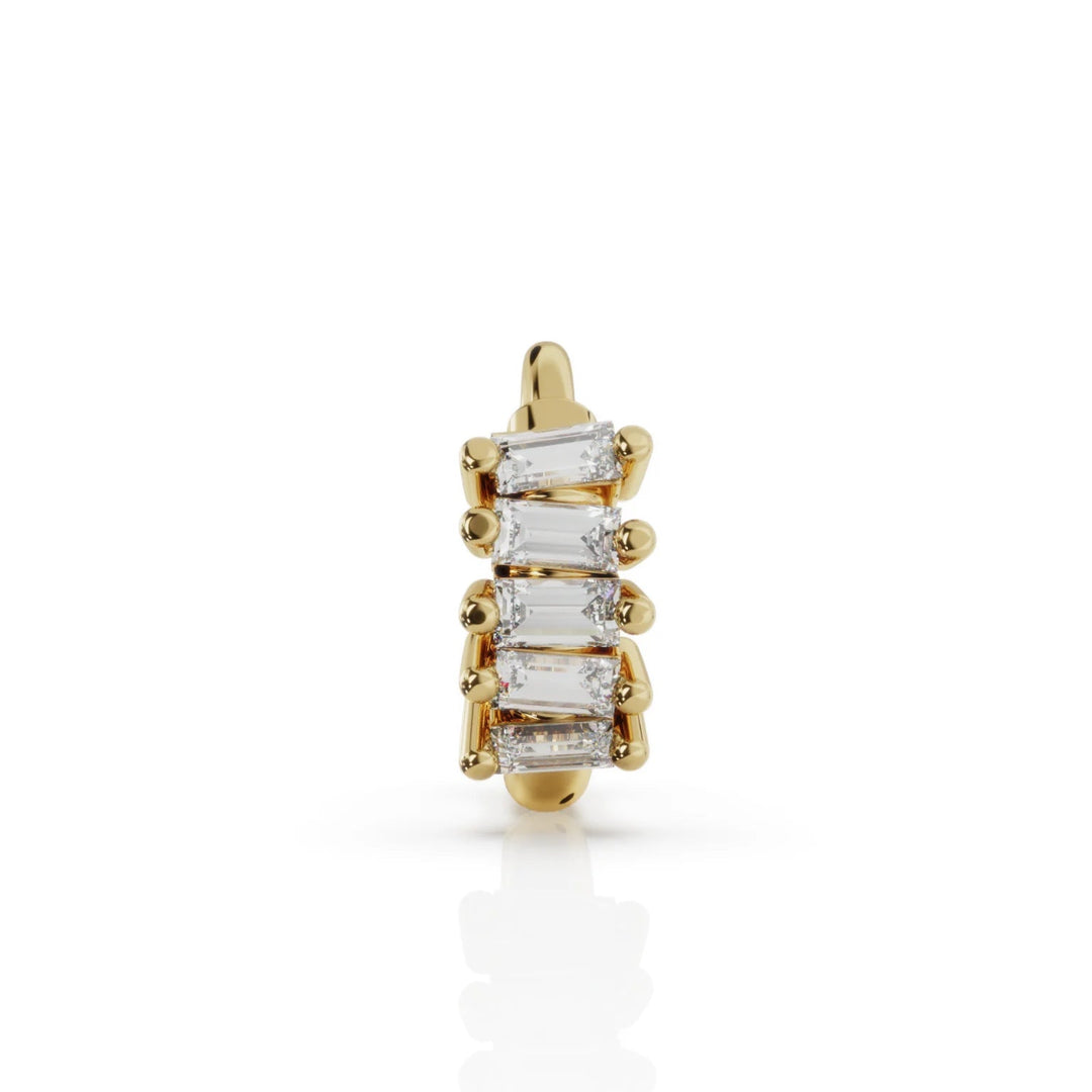 Baguette diamond staggered huggie earrings in 9ct gold