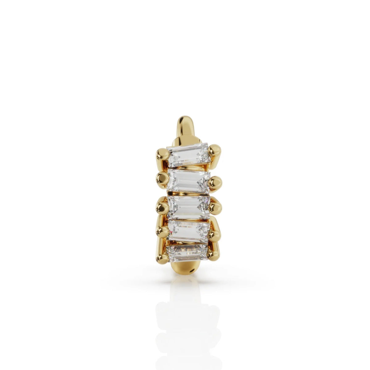Baguette diamond staggered huggie earrings in 9ct gold